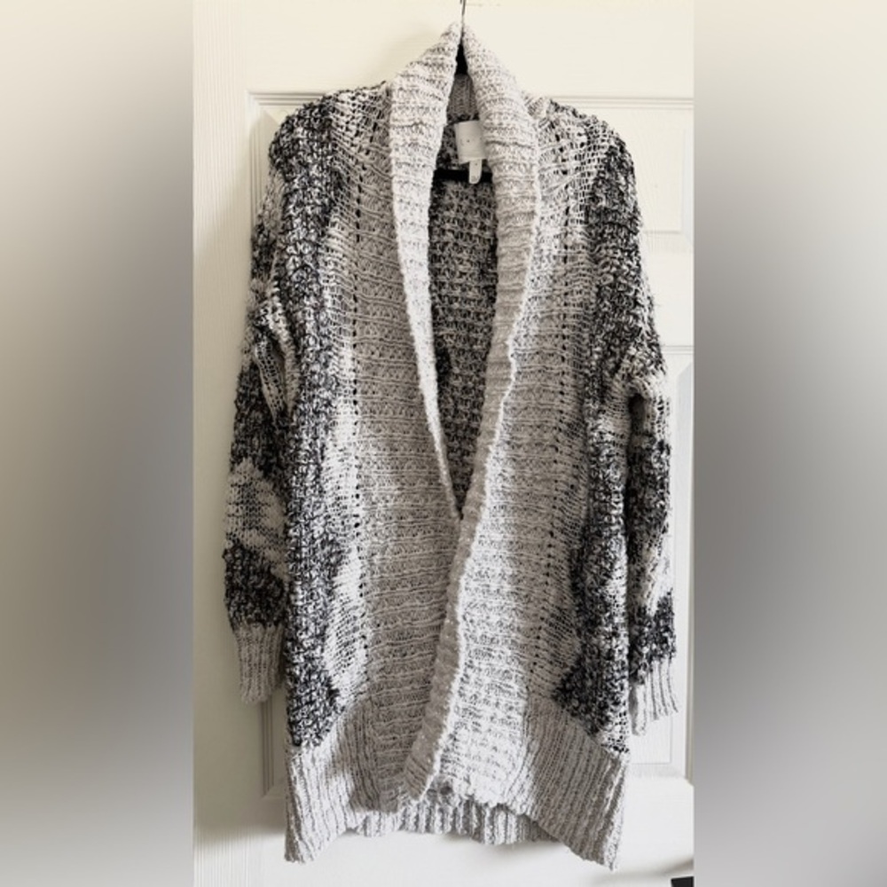 Leith Black and Light GreyKnit Cardigan